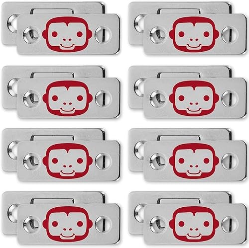 Ruby Monkey Magnets - Magnetplättchen - Türen & Schubladen fest verschließen - superleichte Montage - starker Industriemagnet - Edelstahl - wetterfest - 8 Stück von Mediashop