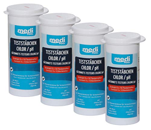 Medipool 4 Dosen 502010803MP Teststreifen für Chlor/pH Wert/Algenschutz 200 Teststäbchen von Medipool