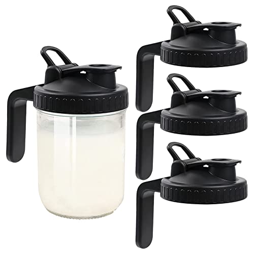 Masonglas gießen Ausgaberdeckel mit wiederverwendbarem Weitmund Mason Jar Deckel Plastik Flip Cap Deckel mit undcover luftdicht 4pcs Keine Jars Deckel von Mednkoku