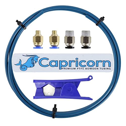 Creality Capricorn PTFE Schlauch 1 Meter XS Serie Teflonschlauch für 1,75 mm Filament mit 2 x PC4-M6 & 2 x PC4-M10 pneumatischen Beschlägen & Rohrschneider für Ender 3/3 Pro/3 V2/CR-10 3D-Drucker von Mefine