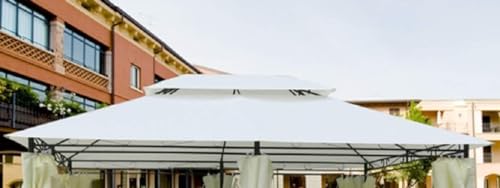 Megashopitalia Ersatzplane für Pavillon 3 x 4 mit Überstand Befestigung Top Tuch Ecru mit Airvent von Megashopitalia
