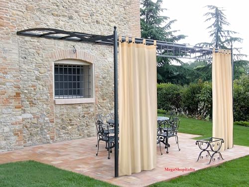 Megashopitalia Vorhang für Pavillon Pergola Veranda verpackt mit Ösen aus Baumwolle von Megashopitalia