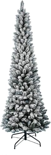 Weihnachtsbaum schmal, schneebedeckte Kiefer, 210 cm, superfult, realistisch, Öffnung Regenschirm Durchmesser 76 cm (schneebedeckt) von Megashopitalia