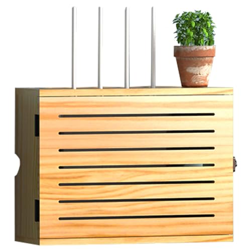 2-lagige WLAN-Router-Aufbewahrungsbox, Wandhalterung, Holz-Netzkabel-Aufbewahrungsbox, Regal-Aufbewahrungsbox, untere Reihe, Steckdosen-Okklusionsbox for Zuhause, Schlafzimmer, Wohnzimmer ( Color : B von Meiiron