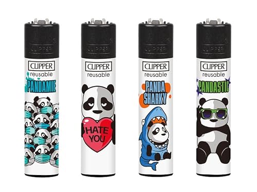 Clipper Feuerzeug Varianten 4er set's Lighter mit Kugelschreiber (Pandas) von Mein Landhaus