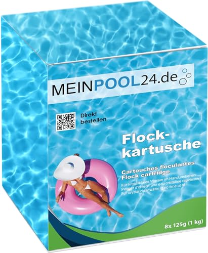 Meinpool24.de 12x1 kg Flockkartuschen Flockungs-Kartuschen für kristallklares Wasser entfernt feinste Schmutzteilchen im Pool von Meinpool24.de