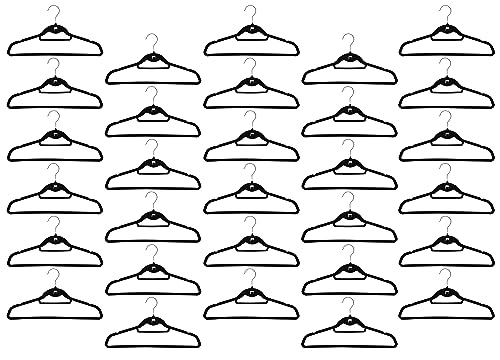 Kleiderbügel 30 Stück schwarz antirutsch Samt platzsparend Multifunktional 30er Set von Meinposten