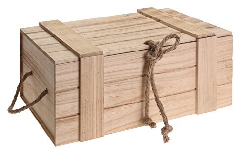 Meinposten Holzkiste mit Deckel Kiste Schatzkiste Schatztruhe Holzkasten Holz braun Truhe (H 11 x B 30 x T 20,5 cm) von Meinposten