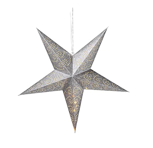 Weihnachtsstern Ø 60 cm Papier-Stern LED Beleuchtung Batterie mit Timer silber (Silber) von Meinposten
