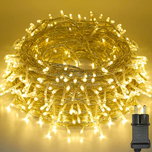 Meision Lichterkette Außen Innen LED Lichterkette 20m 200LED mit Timer 8 Modi Speicherfunktion IP44 Wasserdicht Lichterkette Außen Strom für Weihnachtsdeko, Party, Hochzeit, Halloween, Warmweiß von Meision