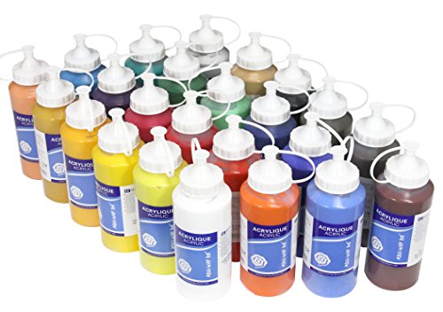 Paintersisters® 24 x Acrylfarben Set je 500 ml, ausgewählte Farbtöne, original MAGI strahlende Künstler Acrylfarbe von Paintersisters