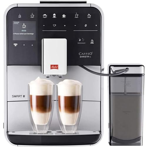 Melitta Caffeo Barista TS Smart - Kaffeevollautomat - mit Milchsystem - App Steuerung - Direktwahltaste - Zweikammer Bohnenbehälter - Silber (F850-101) von Melitta