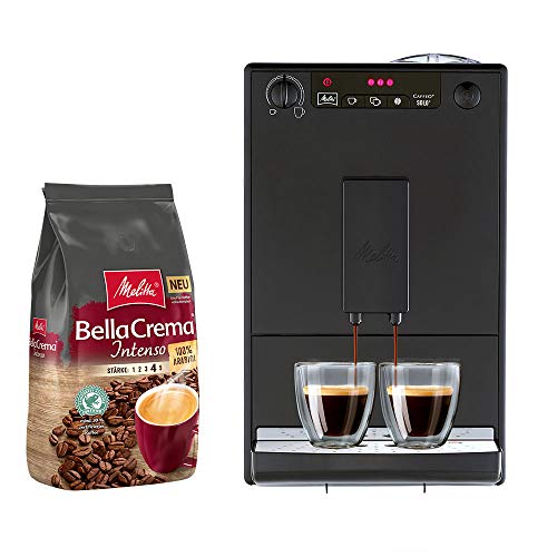 Melitta Caffeo Solo E 950-222 Kaffeevollautomat pure black + Melitta BellaCrema Intenso Ganze Kaffeebohnen von Melitta