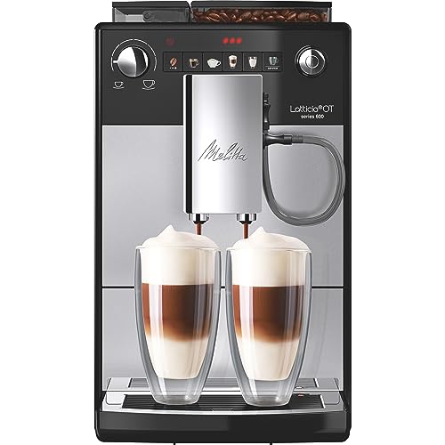 Melitta Latticia OT- Kaffeevollautomat - mit Milchsystem - flüsterleises Mahlwerk - Direktwahltaste - einstellbare Kaffeestärke - Silber/Schwarz (F300-101) von Melitta