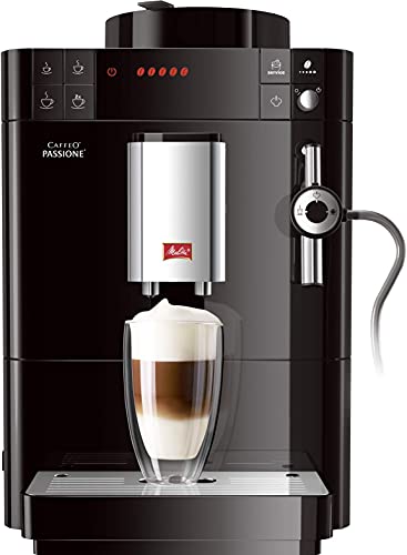 Melitta Passione F530-102 Kaffeemaschine mit Mühle, Kaffeebohnen, Milchsystem, automatische Reinigung, personalisierbar, 15 bar, Schwarz (generalüberholt) von Melitta