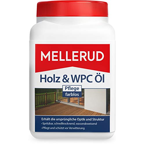MELLERUD Holz & WPC Öl Pflege farblos | 1 x 0,75 l | Wasserabweisender Schutz vor Verwitterung von Holz, WPC und BPC im Innen- und Außenbereich von Mellerud