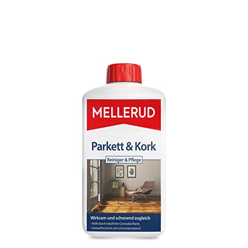 MELLERUD Parkett & Kork Reiniger & Pflege | 1 x 1 l | Schmutzabweisendes Mittel zum Entfernen von Schmutz auf Parkett-, Holz- und Korkböden von Mellerud