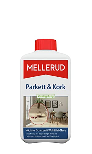 MELLERUD Parkett & Kork Versiegelung | 1 x 1 l | Wirksames Mittel zum Schutz von Parkett-, Holz-, Laminat- und Korkböden von Mellerud