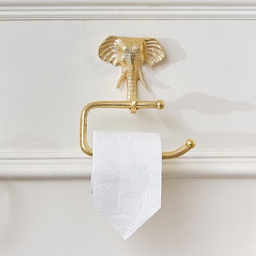 Toilettenpapierhalter, Elefant, 18 x 19 cm, goldfarben von Melody Maison