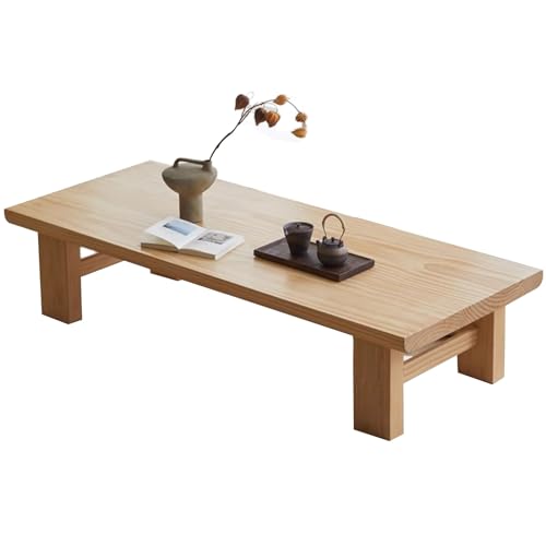 Holzfarbener Tisch Wohnzimmer-Couchtisch Teetisch Tatami-Tisch Niedriger Bodentisch Natürliches Kiefernmaterial (S : 140x60x38cm) von Meng Wei shop