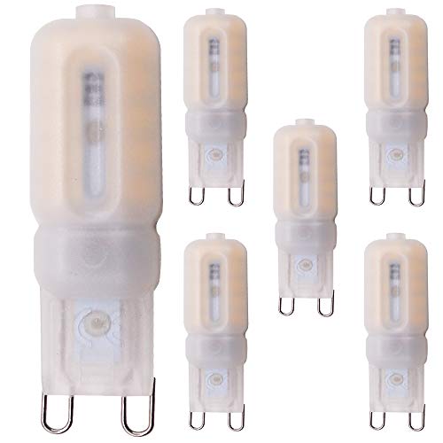 Mengjay 5 Stücke G9 LED-Lampe (Erdnussschale milchig weiße Kunststoffgehäuse), Warmweiß 2700K, 400LM (220V 5W, 40W-Halogenlampe kann alternativ) von Mengjay