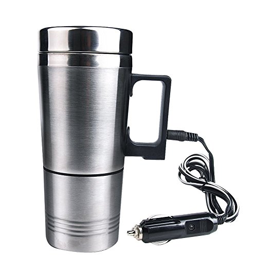 Mengshen Auto Elektrische Heizungs Tasse/Car Electric Heater Mug Heating Water Coffee Cup with Charger 12V Stainless Steel Car Cigarette Lighter Auto Kettle Pot Bottle Hot Portable Travel, CA03 von Mengshen