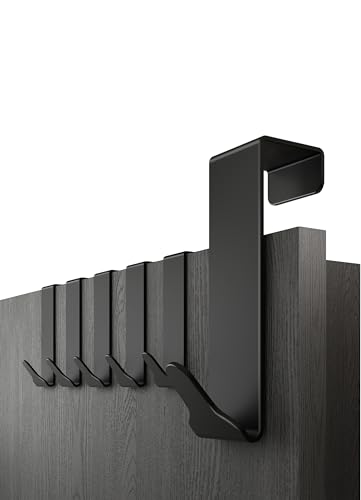 Menz Premium Türhaken im 4er SET - Schwarze Türhaken zum Einhängen mit hoher Tragkraft - Funktionale Kleiderhaken Tür als Türgarderobe zum Einhängen, Türhakenleiste zum Einhängen von Menz