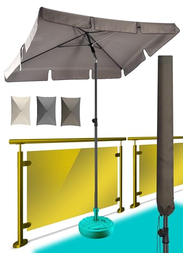 Menz Sonnenschirm, inkl. Sonnenschirm Schutzhülle - UPF 50+ Sonnenschirm rechteckig 200 x 125 cm, Sonnenschutz Balkon, Balkon-Schirm in Taupe von Menz