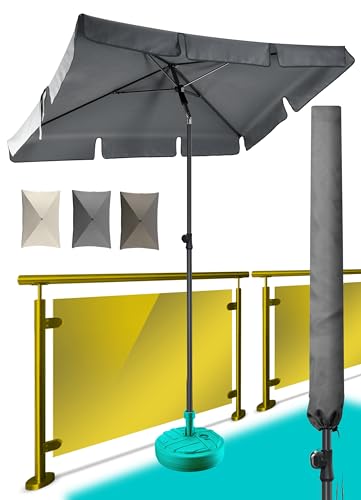 Menz Sonnenschirm, inkl. Sonnenschirm Schutzhülle - UPF 50+ Sonnenschirm rechteckig 200 x 125 cm, Sonnenschutz Balkon, Balkon-Schirm in Anthrazit von Menz