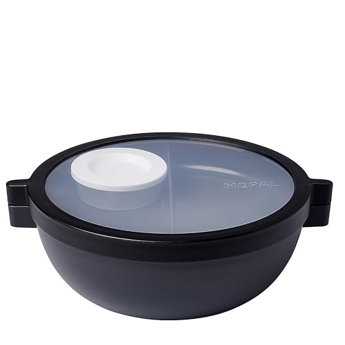 Mepal - Bento-Lunchbowl Vita - Brotdose mit Fächern - Extra Fach mit Deckel, Dressing-Deckel & Tablett - Bentobox - Salatbox to-go - Nordic black von Mepal