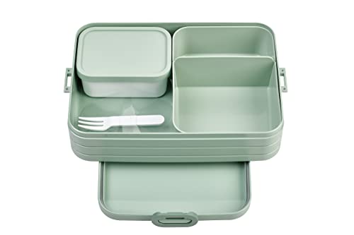 Mepal Brotdose Large - Brotdose mit Bento Box - Für 4 Sandwiches oder 8 Brotscheiben - Lunchbox für kleine Snacks & Reste - Brotdose Erwachsene - Essenbox mit Fächern - Nordic sage von Mepal