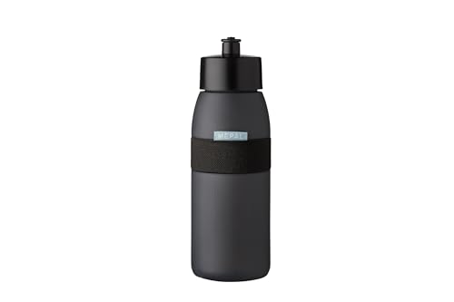 Mepal - Sportflasche Ellipse - Praktische Wasserflasche für Sport, Gym & Freizeit - Sport Trinkflasche mit weichem Ausgießer - Spülmaschinenfest & BPA-frei - 500 ml - Nordic black von Mepal