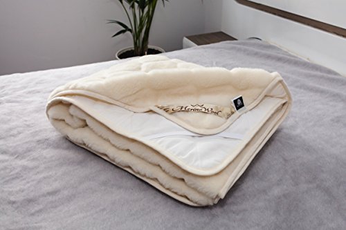 Merino Wool Bedding Mattress Topper Pad 120x200 cm Caro Naturhaar Unterbett 100% Merino Wolle unterbett 120 x 200 cm Kaschmir Schurwolle Matratzenauflage Elegance Light Neuseeland von Merino Wool