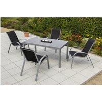 MERXX Gartenmöbelset »Amalfi«, 4 Sitzplätze, Aluminium/Textil - schwarz von Merxx