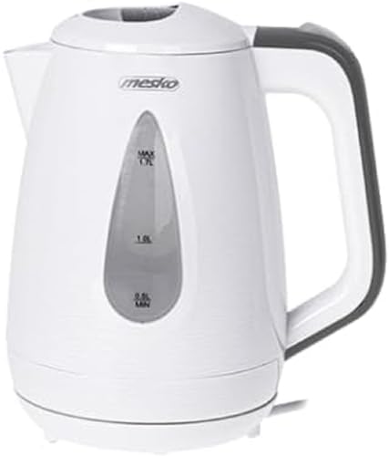 Mesko MS1261G Elektrischer Wasserkocher 1,7 Liter, Kabellos, BPA-frei, Teekocher Schnurlos, Automatische Abschaltung Kettle, 360º Basis, Water Kalkfilter, Weiß/Grau, 2200W von Mesko