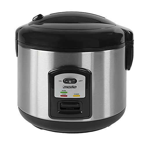 Mesko MS6411 Reiskocher Dampfgarer 1,5 Liter, Rice Cooker, Warmhaltefunktion, Abschaltautomatik, Gekochten Reis, Sushi, bis 8-10 Personen, Antihaft, Edelstahl, 1000W von Mesko