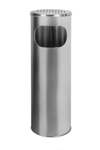 Standaschenbecher mit Mülleimer Edelstahl 58cm 18L Silber von Metlex