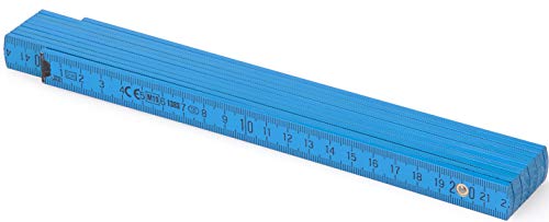 Metrie™ BL52 Holz Zollstock/Zollstöcke |2m langer Gliedermaßstab, Maßstab|Meterstab mit Duplex-Teilung - Hellblau PAN Process Blue von M METRIE