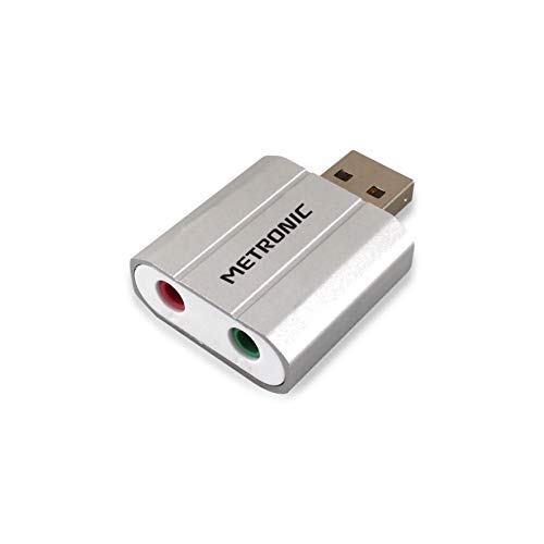 Metronic 460092 Adapter USB 2.0 Stereo Audio Externer Plug&Play auf 3,5 mm Klinke, kompatibel mit Windows und Mac von Metronic