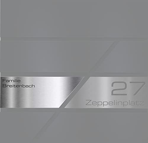Metzler Edelstahl Briefkastenschild - V2A Edelstahl-Namensschild - Ersatzschild für Briefkasten Modell Z - Selbstklebende Rückseite - Individuelle Beschriftung… von Metzler