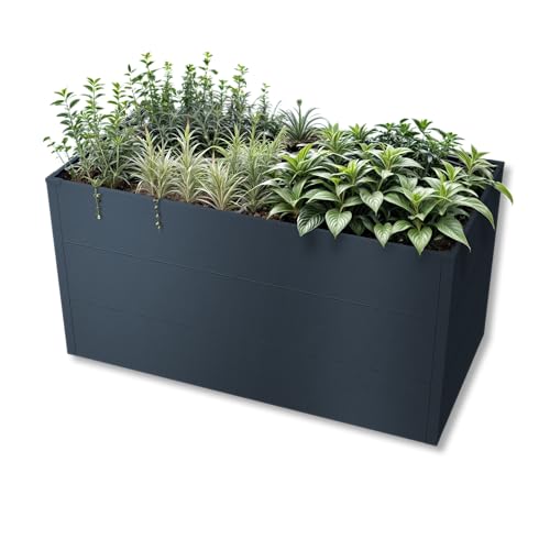 Metzler Hochbeet für den Garten – Stahl in Anthrazit | Witterungsbeständiges Metall-Gartenbeet, Pflanzenbeet, Blumenhochbeet | 150 x 75 x 77 cm von Metzler