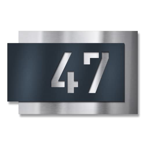 Metzler Individuelle Hausnummer aus Edelstahl - Hausnummernschild in Anthrazit RAL 7016 - Türschild mit ausgelaserter Hausnummer - Kratzfest und Robust - Made in Germany - 3D Effekt von Metzler