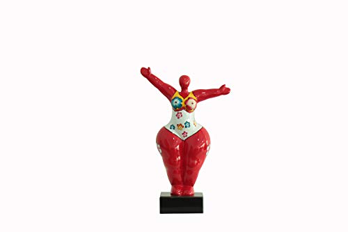 Meubletmoi Skulptur, Damen, 34 cm, Arme aufgehoben, rot, mehrfarbig – Deko-Statue, modernes Design – Lady Sun Red von Meubletmoi