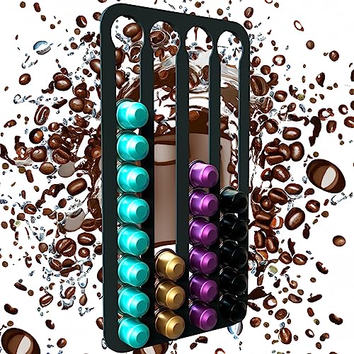 Mevsim Store Kapselhalter für Kaffeeliebhaber: 40 Kapseln - Kapselhalter für Ihren Nespresso-Kaffee - Wandmontage - Metall - Ordentlich und stilvoll - Mattschwarz - 38x20 cm von Mevsim Store