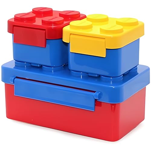 Mevsim Store Lego Kinder Brotdose - Vielseitige Lunchbox mit Bento Box - Lunchbox aus Kunststoff mit Clip - Vesperdose für Kindergarten - mit 3 Fächern - Kids von Mevsim Store
