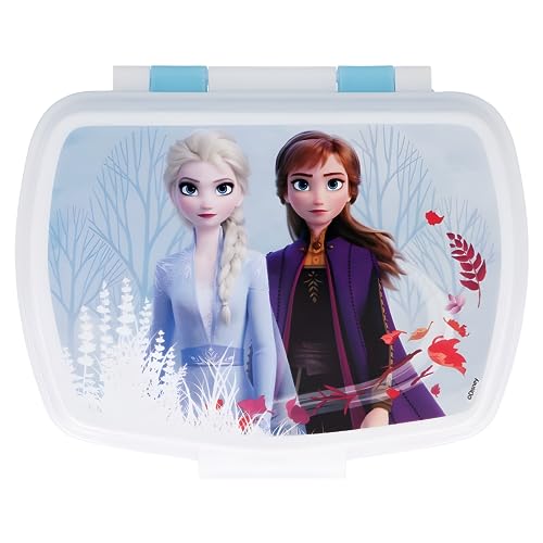 Mevsim Store Frozen Offiziell lizenziert Lunchbox - 17x14x6 cm - Brotdose - Lunchbox aus Kunststoff mit Clip-Verschlüssen, Vesperdose für Kindergarten von Mevsim Store