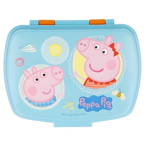 Mevsim Store Peppa Pig Offiziell lizenziert Lunchbox - 17x14x5,5 cm - Brotdose - Lunchbox aus Kunststoff mit Clip-Verschlüssen, Vesperdose für Kindergarten von Mevsim Store