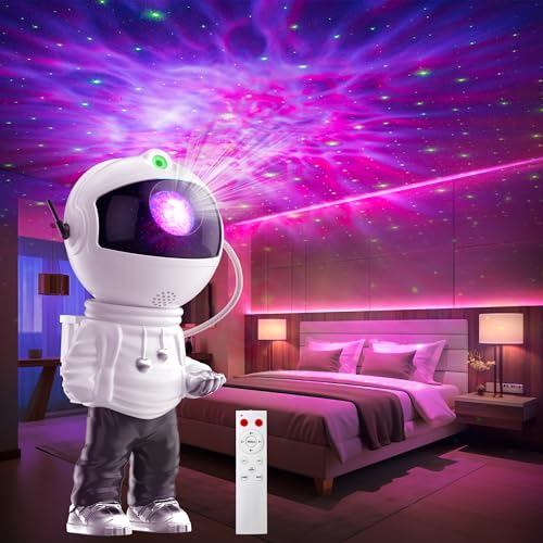 Mexllex LED Sternenhimmel Projektor Astronaut Sternenhimmel Projektor mit 8 Nebelmodi Fernbedienung Sternenprojektor Nachtlicht 360°Rotation für Kinder und Erwachsene von Mexllex