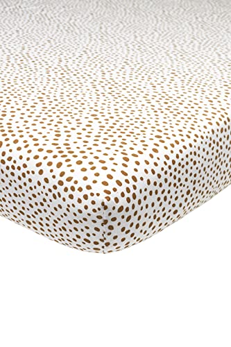 Meyco Baby Cheetah Spannbettlaken für das Kinderbett (Bettlaken aus 100% Jersey-Baumwolle, extra weich, bequem, atmungsaktiv, perfekte Passform durch Rundum-Gummizug, Größe: 70 x 140 cm), Camel von Meyco