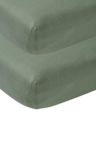 Meyco Baby Spannbettlaken Juniorbett - Uni Forest Green - 70x140/150cm - 2er Pack von Meyco